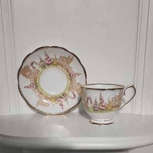ROYAL ALBERT Greenways Footed Teacup and saucer Crown China hand painted